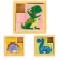 Cuburi din lemn Ecotoys MA442 puzzle cu dinozauri 