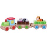 Trenulet din lemn Sun Baby cu animale