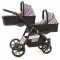 Carucior gemeni PJ Baby Tandem 2 in 1 PJ Stroller Lux multicolor
