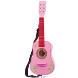 Chitara din lemn New Classic Toys roz cu flori